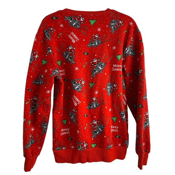 Divided Christmas Sweatshirt Meowy Catmas Unisex Size S Ugly Sweater Party Santa - Picture 2 of 11